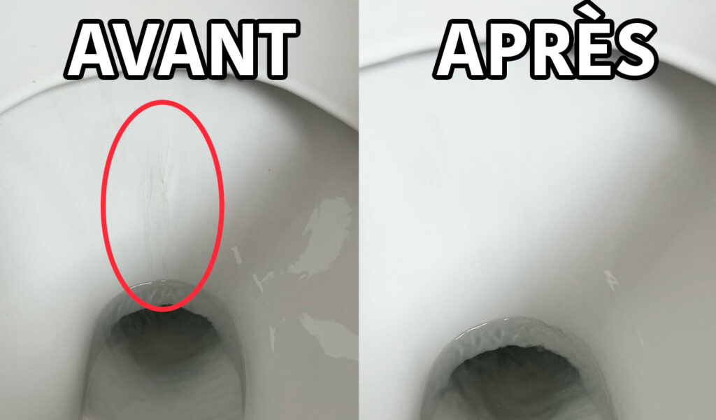 avant et après tartre dans les wc