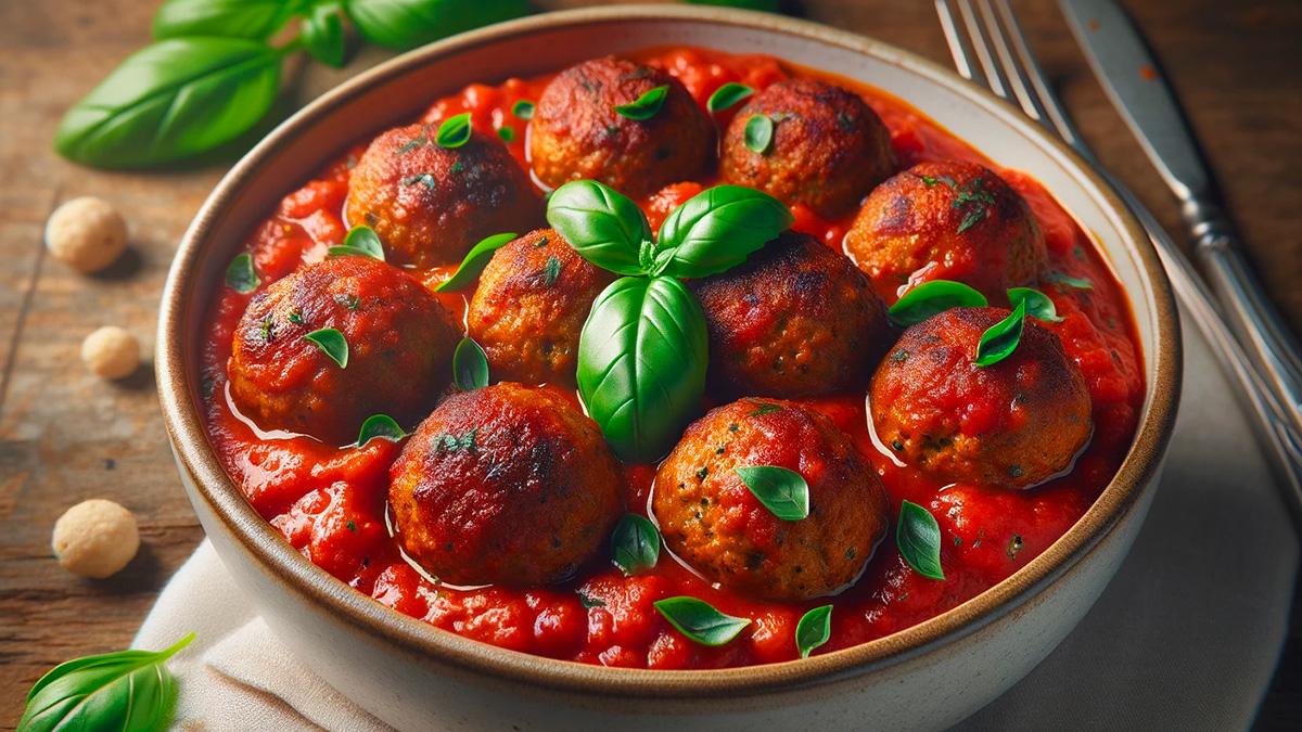 Boulettes de soja texturées à la sauce tomate et basilic