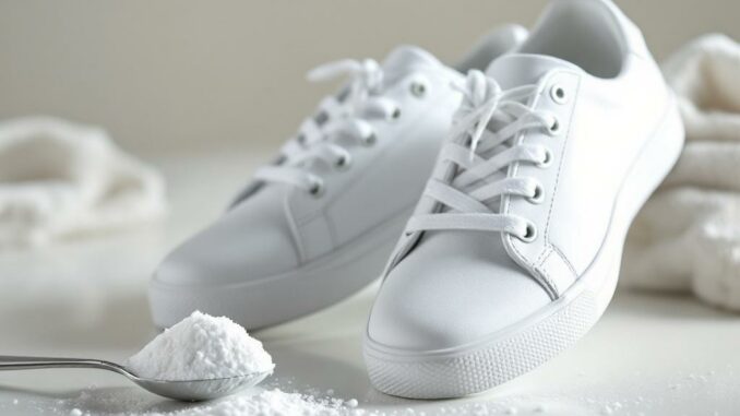 Raviver la blancheur des baskets avec du bicarbonate de soude
