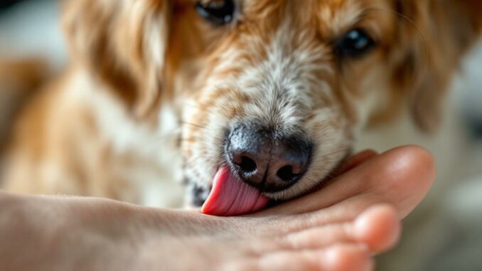 Ce que veut dire votre chien quand il vous lèche les pieds