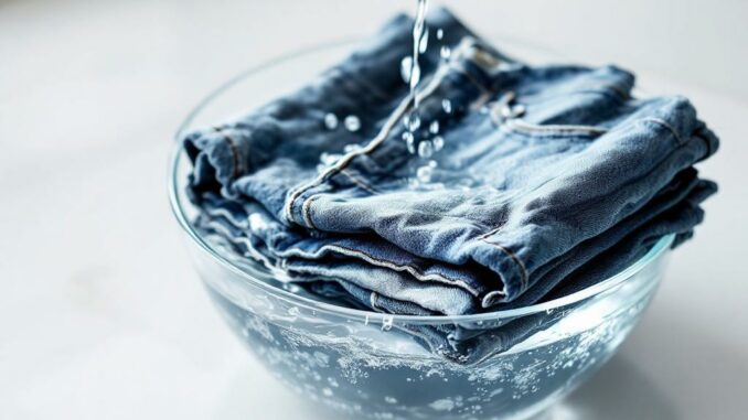 Assouplir des jeans cartonnés par les lessives grâce à un rinçage au vinaigre blanc