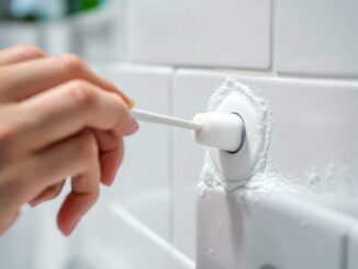 Décrasser des joints silicone en salle de bain avec eau oxygénée et coton
