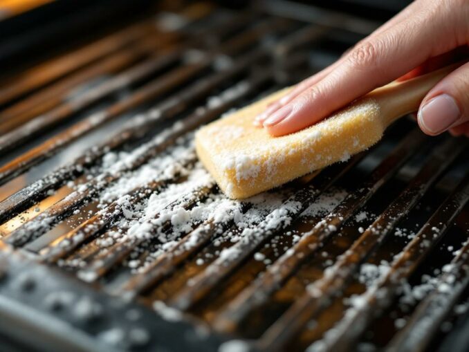 Dégraisser des grilles de four avec du bicarbonate de soude et un temps de pose prolongé