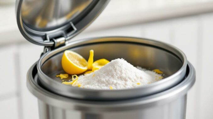 Désodoriser une poubelle de cuisine avec zeste de citron et bicarbonate