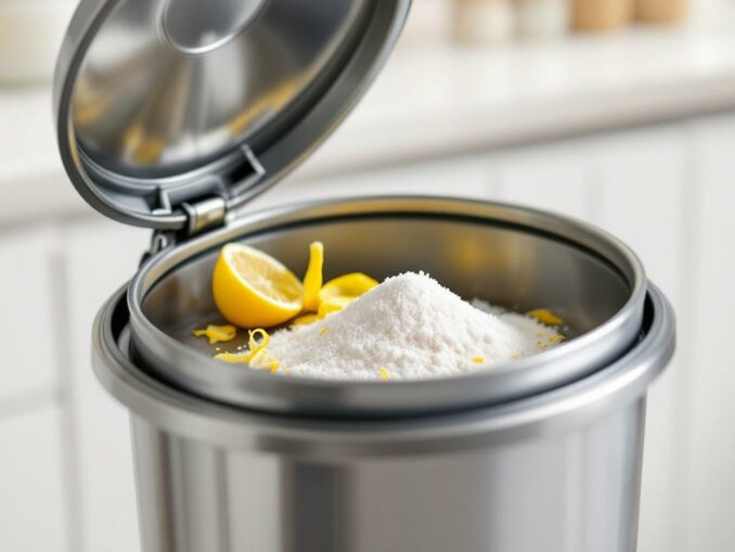 Désodoriser une poubelle de cuisine avec zeste de citron et bicarbonate