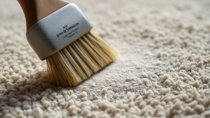 Détacher un tapis laine avec terre de Sommières et brosse à poils doux