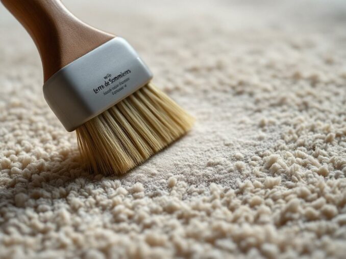 Détacher un tapis laine avec terre de Sommières et brosse à poils doux