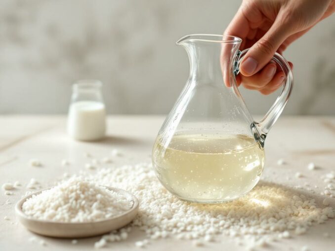 Détacher une carafe à col étroit avec riz cru et vinaigre blanc méthode mécanique et chimique