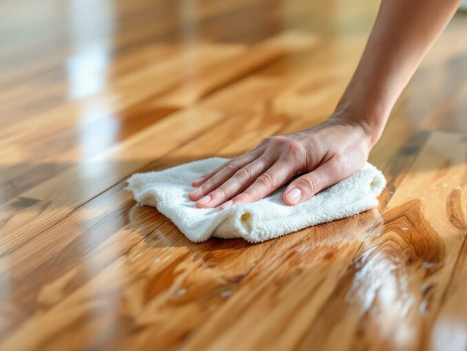 Entretenir un parquet verni avec serpillière très essorée et produit neutre