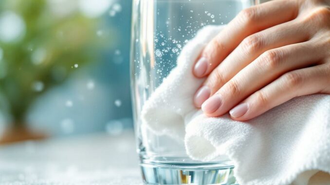 Faire briller des verres après lavage avec essuyage microfibre sans traces