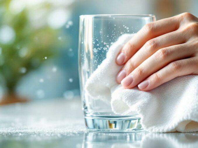 Faire briller des verres après lavage avec essuyage microfibre sans traces