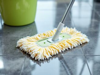 Laver un sol carrelé sans traces avec double seau et serpillière bien essorée