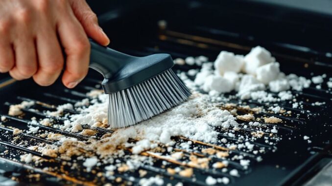 Nettoyer des grilles de four très grasses avec cristaux de soude et brossage patient