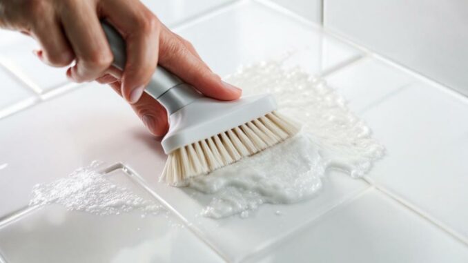 Récurer des joints de carrelage au percarbonate brossage en douceur