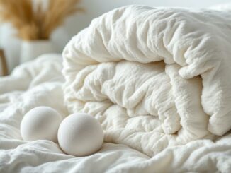 Redonner du gonflant à une couette en synthétique avec cycle délicat et balles de séchage