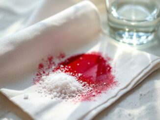 Retirer une tache de vin sur nappe blanche avec sel et eau gazeuse